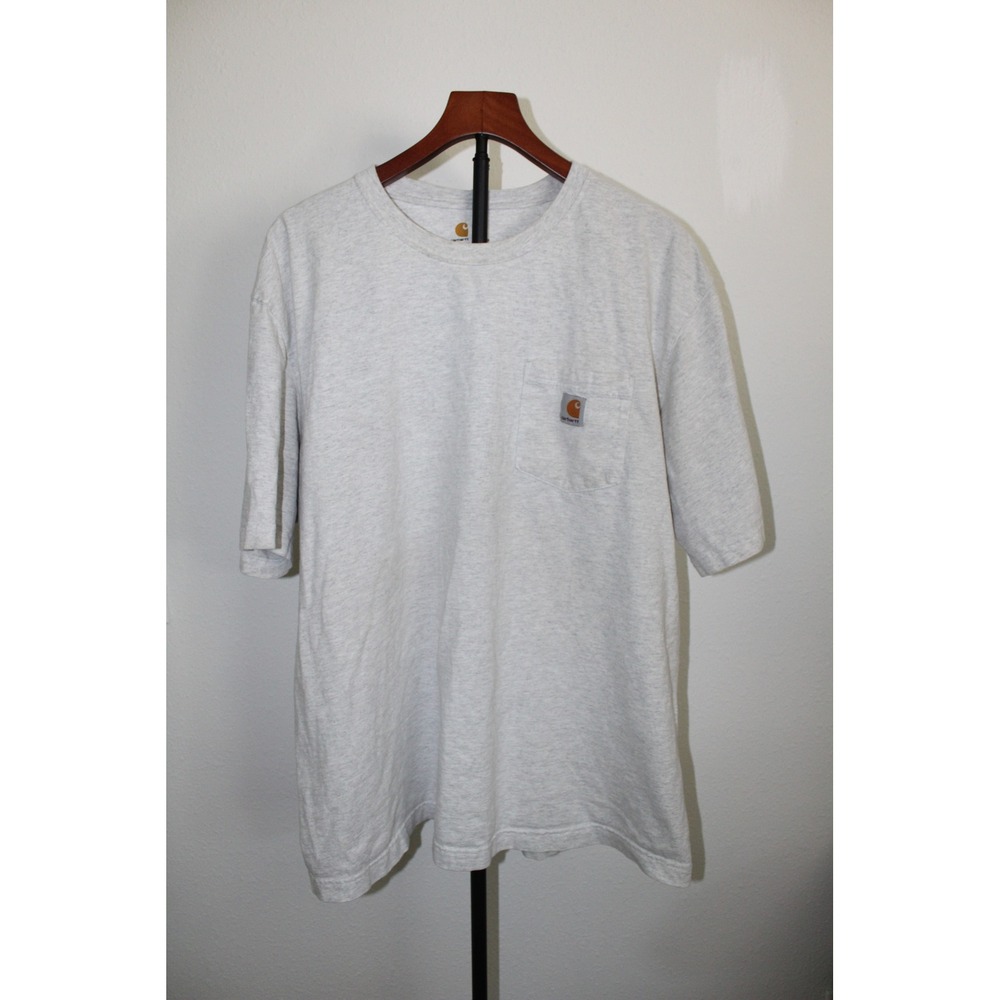 Carhartt Mens K87 Short Sleeve Pocket T-Shirt Heather Gray Original Fit XL